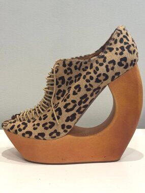 Jeffrey Campbell Havana Leopard Woodies - Wood Wedge Wedges Platforms Booties